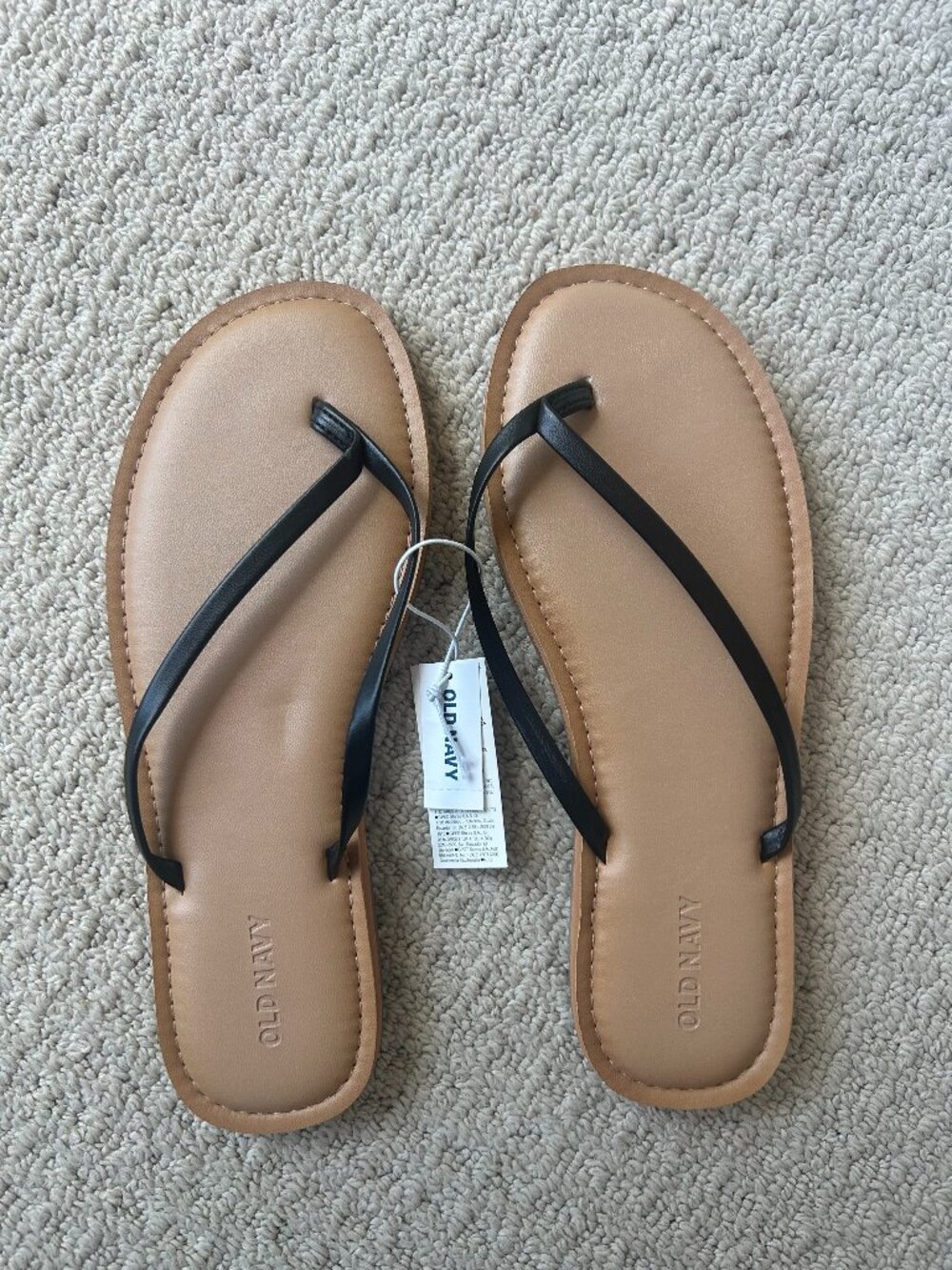 NWT Old Navy Faux-Leather Capri Sandals Black Size 8